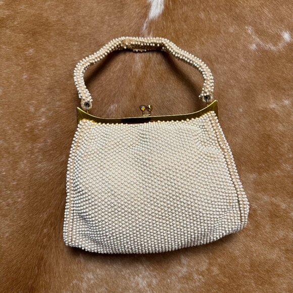 Vintage White Beaded Handbag with Coin Purse, 1950s Pearlcore Evening Bag - Picture 13 of 13